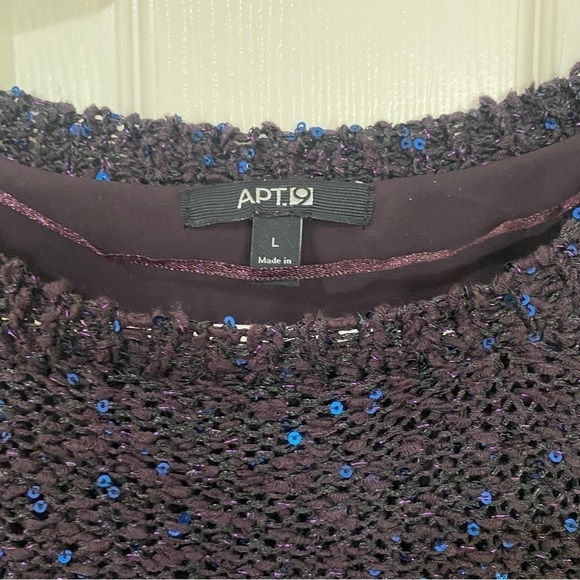 2/$30 Apt 9 Size L‎ Purple Sequins Asymmetrical Hem Long Sleeve Knit Sweater - Picture 5 of 8